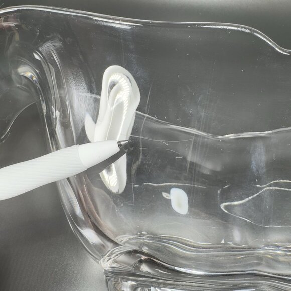 Heisey Glass Scroll Droop End Wing Oval Centerpiece Bowl Manganese 365nm UV Glow - Picture 7 of 16